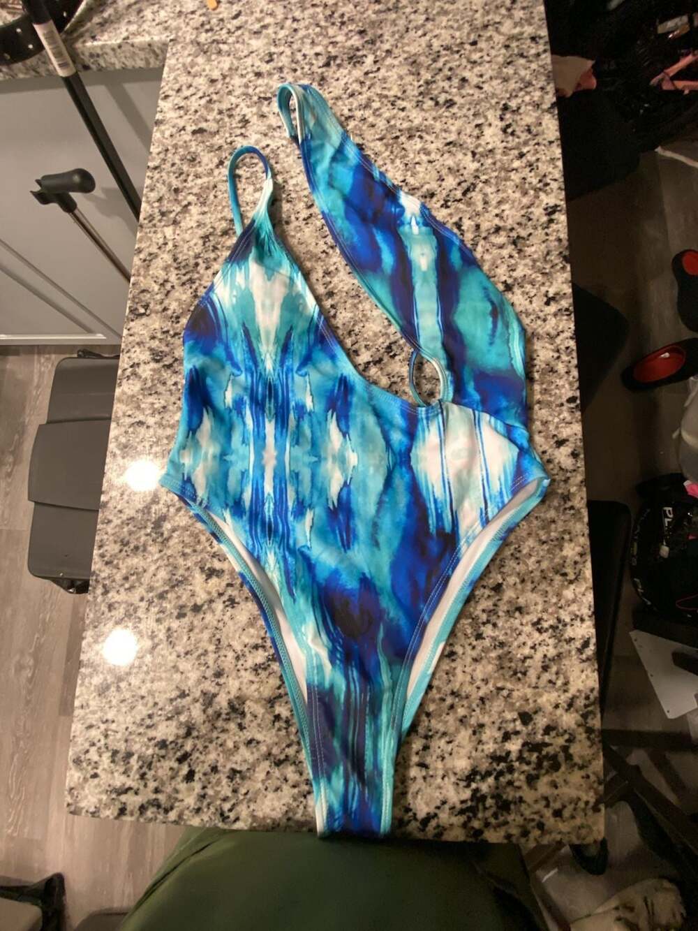 Matte Collection One-Piece Swimsuit Blue Tie Dye Size S